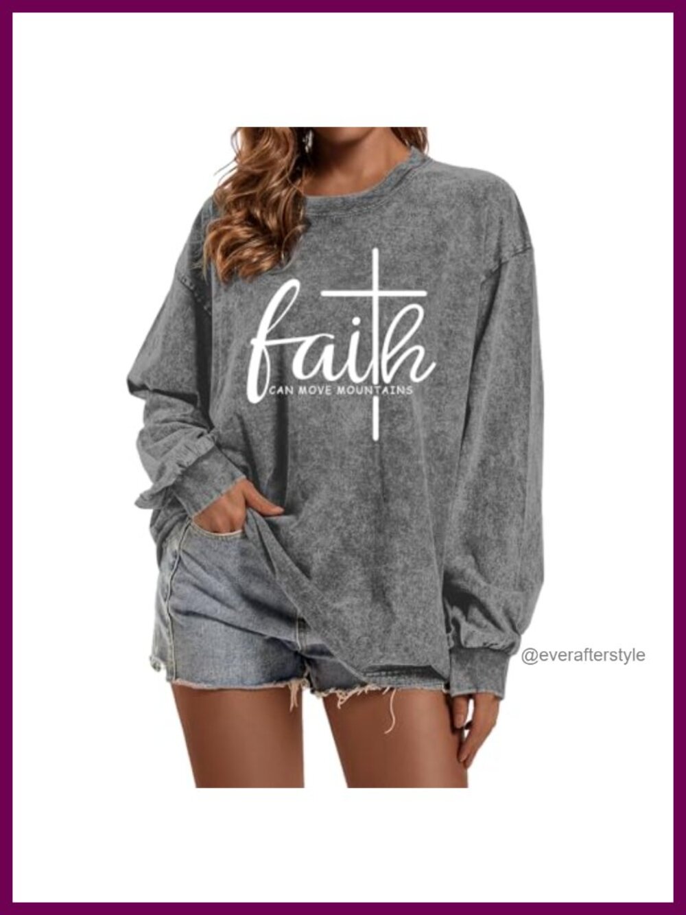 Christian Faith Can Move Mountains Long Sleeve T-Shirt Soft Washed Cotton